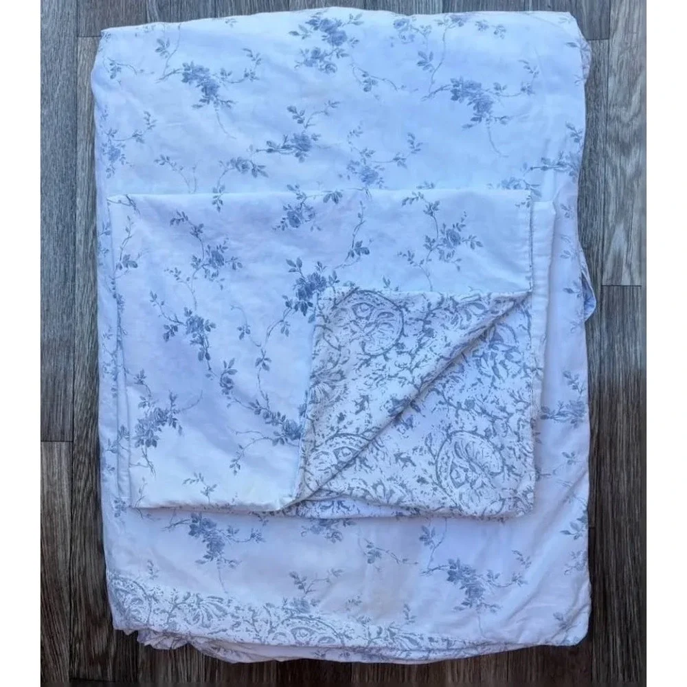 Simply Shabby Chic Reversible Batik Indigo Full/Queen Blue Floral Duvet Cover